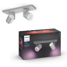 Philips Hue Argenta White & Colour Ambiance Smart Twin Ceiling Spotlight Bar LED (GU10) with Bluetooth, Aluminium, Works with Alexa, Google Assistant