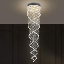 Dst Luxury Double Spiral Crystal Chandelier, Clear Raindrop LED Ceiling Light with 7 Lights Flush Mount Chandeliers for Living Room, Hotal, Hallway,