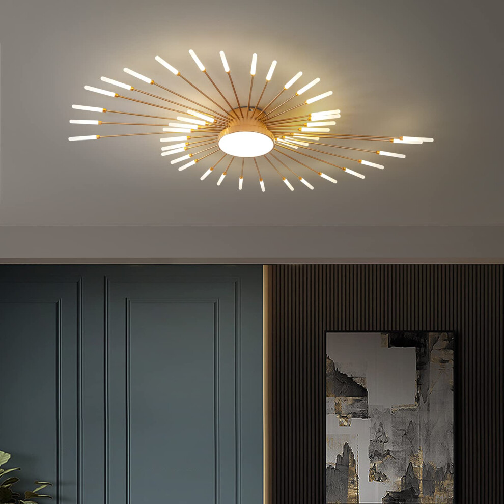 Modern LED Ceiling Light,42+1 Heads Semi Flush Mount Gold Chandeliers Ceiling Lighting for Bedroom Living Room Kitchen Dining Room Restaurant-image-OPC-PH2ZRGQ-NEW