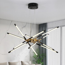 minifair Modern Sputnik Chandeliers,LED Ceiling Light,Black and Gold Chandelier,Embedded Pendant Lights New Art Hanging Lamps for Dining