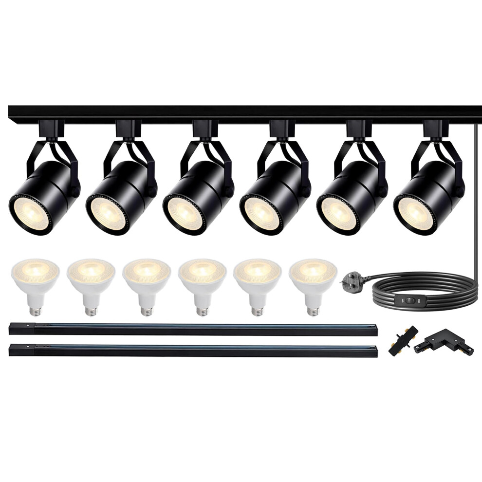 Bravsekai LED Track Lighting Heads Kit, Dimmable PAR20 Track Lights Heads with 2x1m H Type Track Rails 20W 3000K Warm White Ceiling Spotlight Fixtures-image-OPC-PH2ZRKM-NEW