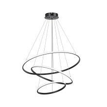 Led Pendant,Dimmable 3 Ring Acrylic Chandelier Lighting Fixture,Black Adjustable Chandeliers Ceiling Light for Kitchen Island Dining Room Living Room