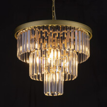 Wellmet 20 inch Gold Crystal Chandelier, 3-Tier Contemporary Modern Bathroom Chandeliers, 7-Light Adjustable Hanging Round Ceiling Light for Bedroom,