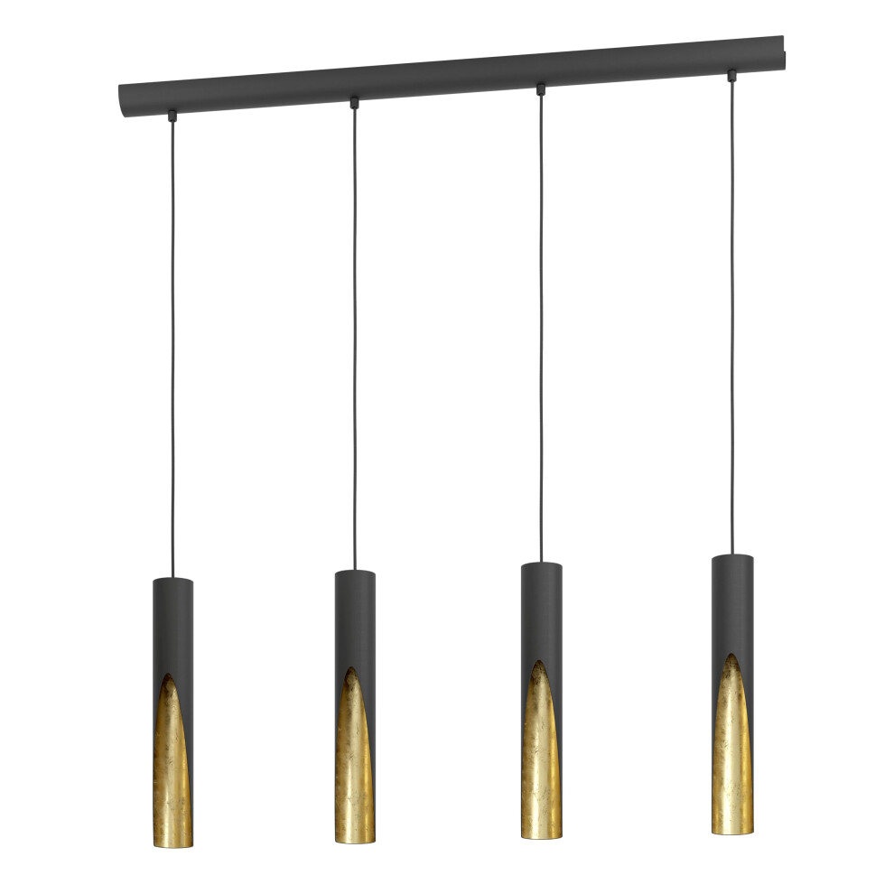 Eglo LED Pendant light Barbotto, 3 lamp ceiling light fitting with indirect lighting, hanging lamp for dining and living room, metal in black and