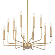 WayLuoung Modern Gold Chandeliers, 12-Light Industrial Metal Chandelier Lighting, Classic Candle Hanging Pendant for Kitchen Island, Dining Room,