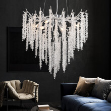 AHXIAOZN Modern Crystal Chandelier Lighting,Round Chandeliers Lights,G9 Lamp Holder,K9 Crystal Pendant Light Hanging Lamp for Living Room, Dining