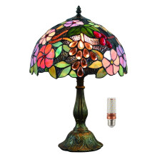 Five liters Vintage Pastoral Gorgeous Grapes Flowers Stained Glass Tiffany Style Table Lamp Bedroom Lamp Bedside Lamp Children's Lamp(Color:12Inch)