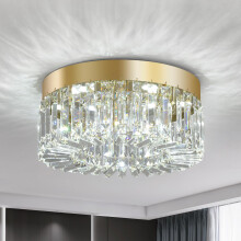 VETRULUS Crystal Chandelier 40cm Gold Flush Mount Ceiling Light Fixture Modern LED Chandeliers for Dining Room Living Room Bedroom Kitchen Foyer