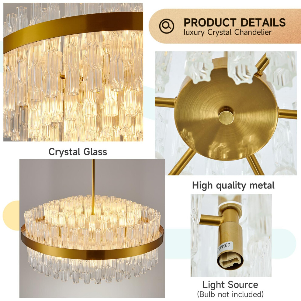 KUNYEEE Modern Crystal Semi-Flush Mount Ceiling Light – Chrome & Crystal Chandelier, E27 Base, 60W Max, For Living Room Hallway Dining (Bulb Not Included)