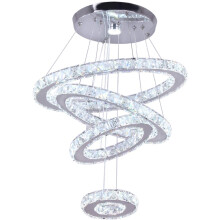 diisunbihuo Modern Crystal Chandeliers LED 4 Rings Pendant Light Adjustable Stainless Steel Ceiling Light Fixture for Living Room Dining Room Bedroom
