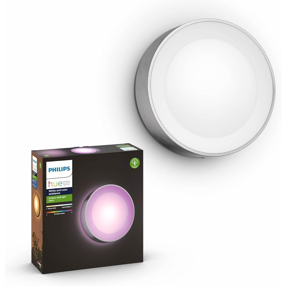 Philips Hue Daylo White & Colour Ambiance Smart LED Outdoor Wall Lighting, for Home Garden, Patio. [INOX] Works with Alexa, Google Assistant and Apple