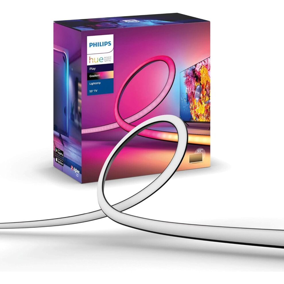 Philips Hue Gradient Lightstrip for 55 Inch TVs, Sync with Media and Gaming Smart Entertainment LED Lighting with Voice Control, Compatible with