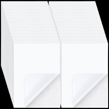 Nezyo 50 Pcs Double Sided Adhesive Sheets White Double Sided Clear Sticky Strong Adhesive Tape Sheets for Craft with White Liner for Photo Album DIY