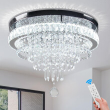 FRIXCHUR 19.7'' Crystal Chandelier Ceiling Light Living Room Modern Bedroom Chandeliers LED Flush Mount Light Fixture for Kitchen Hallway Bathroom