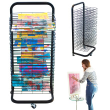 Art Drying Rack For Classroom | Functional & Mobile Paint Drying Rack | 25 Removable Shelves | Canvas Rack Art Storage | Painting Drying Rack With