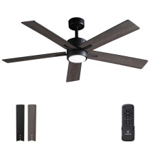 Vagizm Ceiling Fan with Light for Bedroom: 52 inch Silent Ceiling Fans with dimmable Light - Remote Control - Reversible DC Motor - Black - 5 Blades -