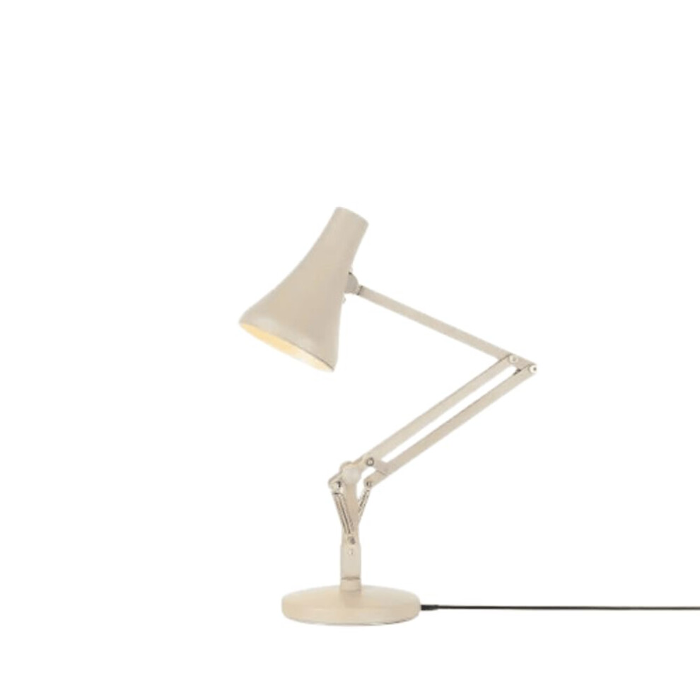 ANGLEPOISE 90 Mini Mini Desk Lamp, Biscuit Beige, LED Low Energy Dimming Bulb, USB Power Cable, Aluminium Shade and Arms, Satin Painted Finish, Chrome