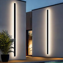 Mikeru 180CM 3000K-Warm White Outside Wall Lights, 60W Garden Outdoor LED Strip Light with Mains Power IP65 Wall Mounted Black Wall Lighting Fixtures