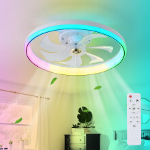 LMiSQ RGB Ceiling Fan LED Ceiling Fans with Lights and Remote,Dimmable Bladeless Ceiling Fans with Lamps Timing 3 Speeds Modern Fan Lights Ceiling for