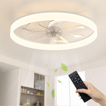 NIORSUN 60cm Ceiling Fans with Lights and Remote, 6 Speeds Modern Smart LED Ceiling Fan Light, 3000K-6500K Dimmable Quiet Fan Lights Ceiling for