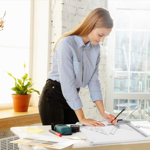 Drawing Board Set A3 Drafting Table Multifunctional College School Ergonomic Drawing Board Tool Set with 2 Parallel Motion Rulers and 2 Adjustable 1