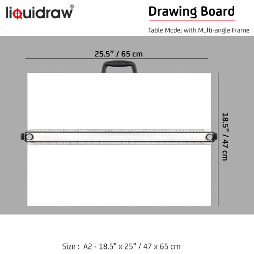 Liquidraw A2 Drawing Board Parallel Motion, Table Model with 5 Adjustable Working Angles, Includes Drawing Board Clips & Set Square, TTM02, White 1
