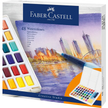 Faber-Castell Creative Studio Watercolours In Pans, Multicoloured, Set Of 48, For Art, Craft, Drawing, Sketching, Home, School, University, Colouring