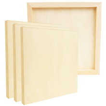Belle Vous Unfinished Wooden Canvas Painting Boards (4 Pack) - 30 x 30cm / 12 x 12 Inches - Natural Basswood Panel - Mixed Media Cradle Panels for
