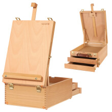 VISWIN Large Tabletop Easel Box with 3-Drawer, Hold Canvas up to 25", Portable Beech Wood Storage Easel Box for Painting Canvas, Drawing, Sketching &