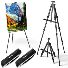 Nicpro 2 Pack Artist Easel Stand, Adjustable Height 17" to 63" Aluminum Metal Tripod Easel for Table Top & Floor, Painting Easel for Display, Posters,