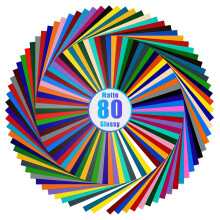 Lya Vinyl Permanent Self Adhesive Vinyl for Cricut, 80 Pack, 40 Matte & 40 Glossy Colors Cricut Vinyl Sheets for CRI-cut and Silhouette, Party