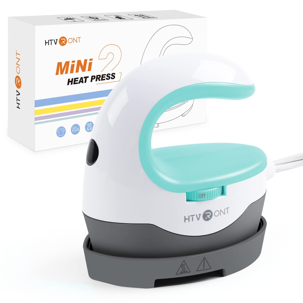 HTVRONT Mini Heat Press Machine ? Portable Iron for T-Shirts, Hats & DIY Heat Transfer Projects (Mint Green)
