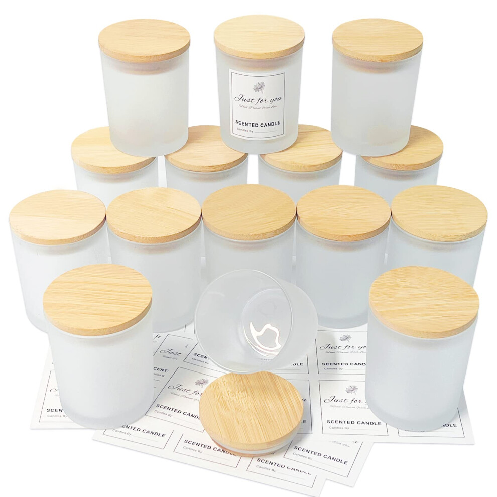 Connoo 7 Oz Frosted Empty Candle Jars With Bamboo Lids And Sticky Labels For Making Candles - Thick Glass Candle Jars In Bulk With Lids. Dishwasher