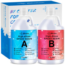JDiction Epoxy Resin, Clear High Gloss 1 Gallon/3.78L Epoxy Resin Self-Leveling Coating and Casting Resin for Jewelry Making, Table Top, Wood and Mold