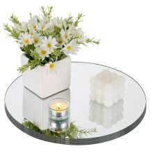 NUPTIO Round Mirror Plate Centrepieces 30cm: 6 Pcs Glass Candle Plates Table Mirrors Wedding Centrepiece Mirrored Candle Tray Set Small for Event Diy