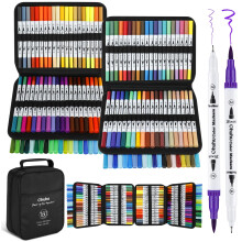 Ohuhu 160 Colours Colouring Pens, Dual Tip Brush Pens Felt Tip Pens, Art Markers with Fineliner, for Kids Adults Colouring Book Drawing Calligraphy
