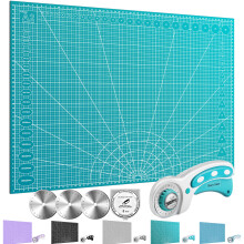 Miuzei Rotary Cutter Set: A2 Cutting Mat, 45mm Fabric Cutter, Self-Healing Craft Mat, Quilting Kit, Suitable for Cutting Fabric, Sewing, Leather, and