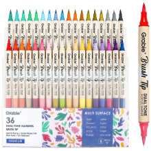Grabie 2-in-1 Dual-Tone Acrylic Marker Set — 36 Dual-Tip Markers, 72 Vibrant Colors on Any Surface (GE36APMP)