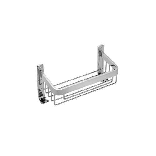 Croydex Croydex Aluminium Large Basket - Bathroom Storage Solution, Wall-Mounted Shower Caddy with Hooks, Chrome Bathroom Accessory, Rust-Free, Includes Wall 1