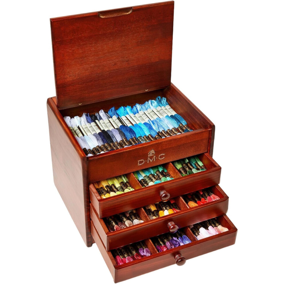 DMC Wooden Collectors Storage Box Includes 120 Threads