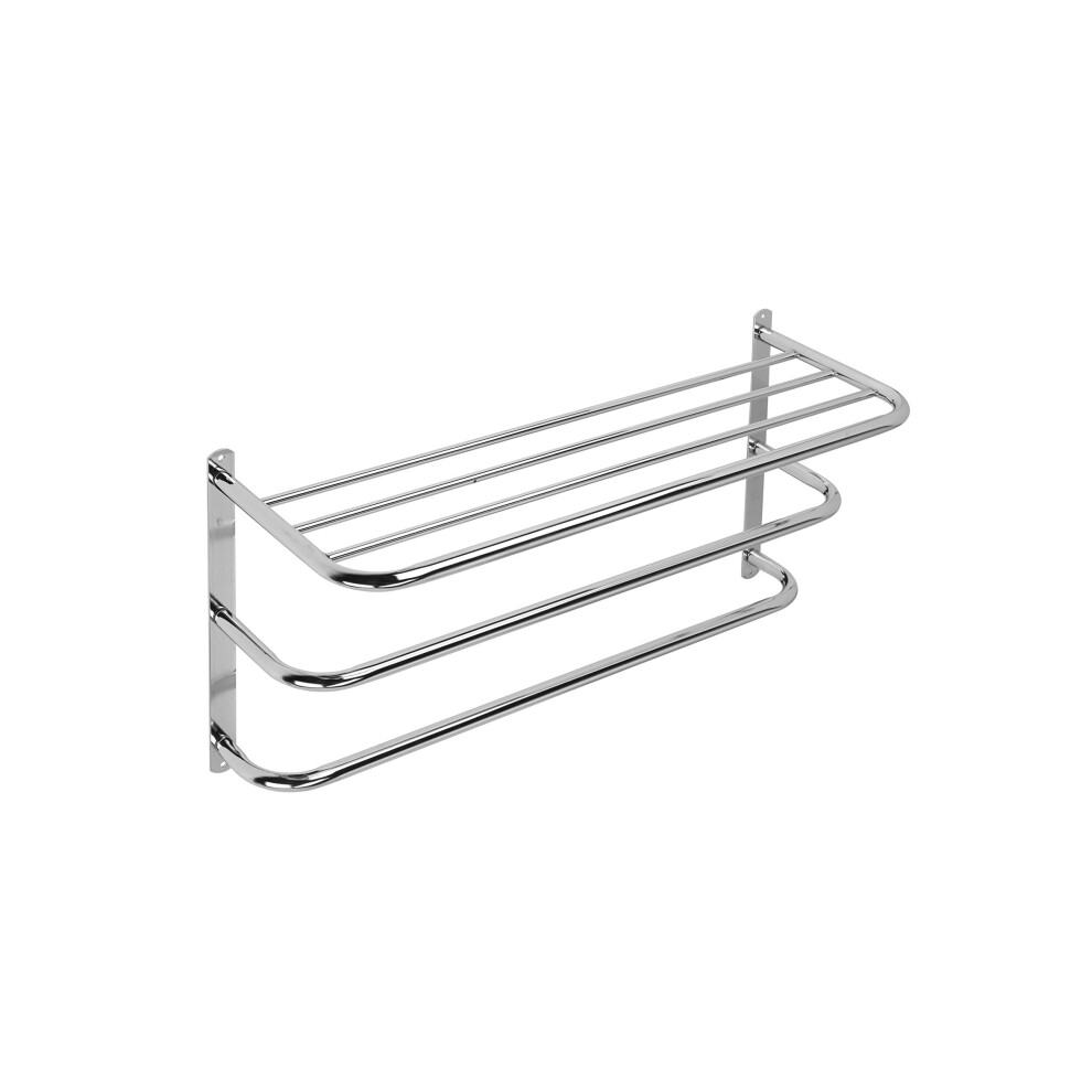 Croydex QM261841 Chrome Plated Mild Steel Wall Mounted Towel Rack and Additional Rails, 21.5 x 63 x 30 cm