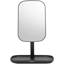 Brabantia ReNew 360? Adjustable Vanity Bathroom Mirror with Stand & Storage Tray (Dark Grey) Non-Slip Tray for Makeup, Jewellery, Shaving Accessories