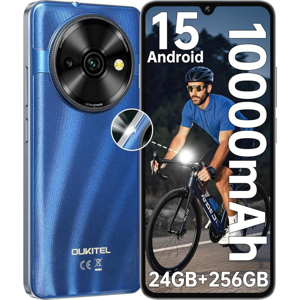 (Blue) OUKITEL C59 Pro Unlocked Cell Phone 10000 mAh Battery 8GB  256GB