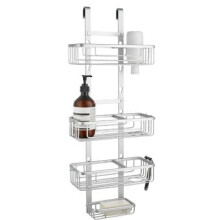 lakeland Adjustable Bath & Shower Caddy ? Hangs Over Door Or On Wall Aluminium To Prevent Rusting