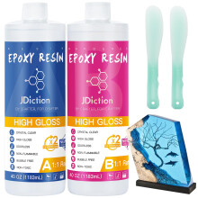 JDiction Epoxy Resin 80OZ - Epoxy Resin Kit Crystal Clear, Non Toxic, Bubble Free Resin for Art Craft, Jewellery Making, River Tabletop