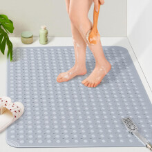 Yolife Extra Large TPE Shower Mat, 120X80 CM Anti Slip Bath Mat with Drain Holes and Suction Cups, Large Size Mat More Suitable for Shower Stall, No