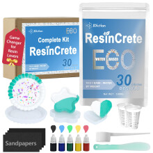 JDiction ResinCrete Kit, Complete Kit Easy for Beginners, Fast Curing, One Hour Demold, Includes Water-Based Eco-Friendly Powder, Molds, Paints &