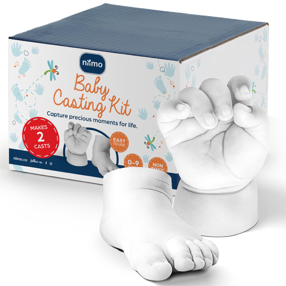 NIIMO? 3D Baby Casting Kit - Skin-Safe & Non-Toxic Baby Hand and Foot Casting Kit with Paints, Personalised Keepsake, Gifts for New Mums & Dads