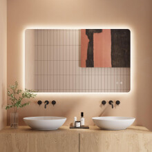 Dripex LED Bathroom Mirror with Lights, 600 x 1000 cm, Wall Mount, Backlit, Anti-Fog, Dimmable Switch with 3 Colors