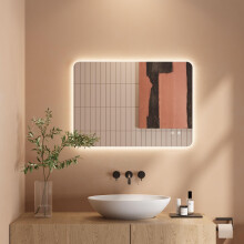 Dripex LED Bathroom Mirror with Lights, 500 * 700 MM Light up Backlit Mirror Bathroom Anti Fog Illuminated Bathroom Mirror Dimmable Switch with 3